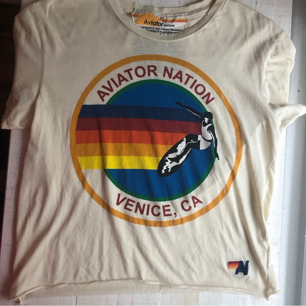 Aviator Nation Vintage White Boyfriend Tee